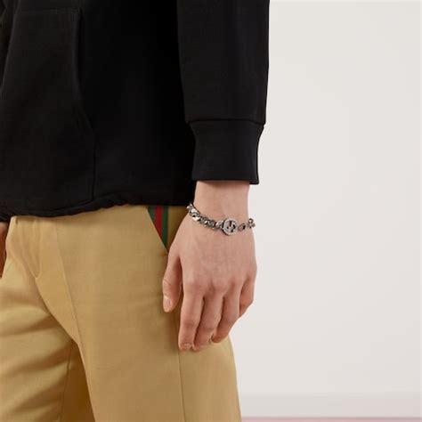 gucci link bracelet sterling silver|gucci interlocking g link bracelet.